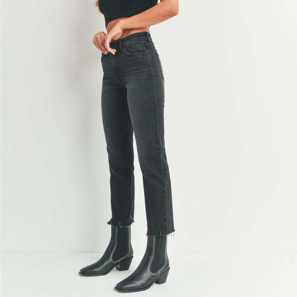 [just black denim] high rise vintage straight leg jeans washed black 26